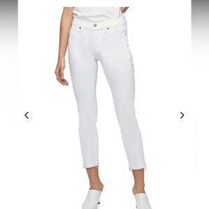 Seven for All Mankind Roxanne Raw-Edge Ankle Skinny Jeans - White, Size 33 New